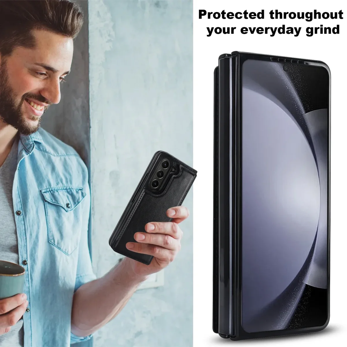 For Samsung Galaxy Z Fold 5 4 3 5g Case Luxury Vintage Pu Leather Wallet Card Slot Magnetic Holder Folding Shockproof Hard Cover Gallery 2