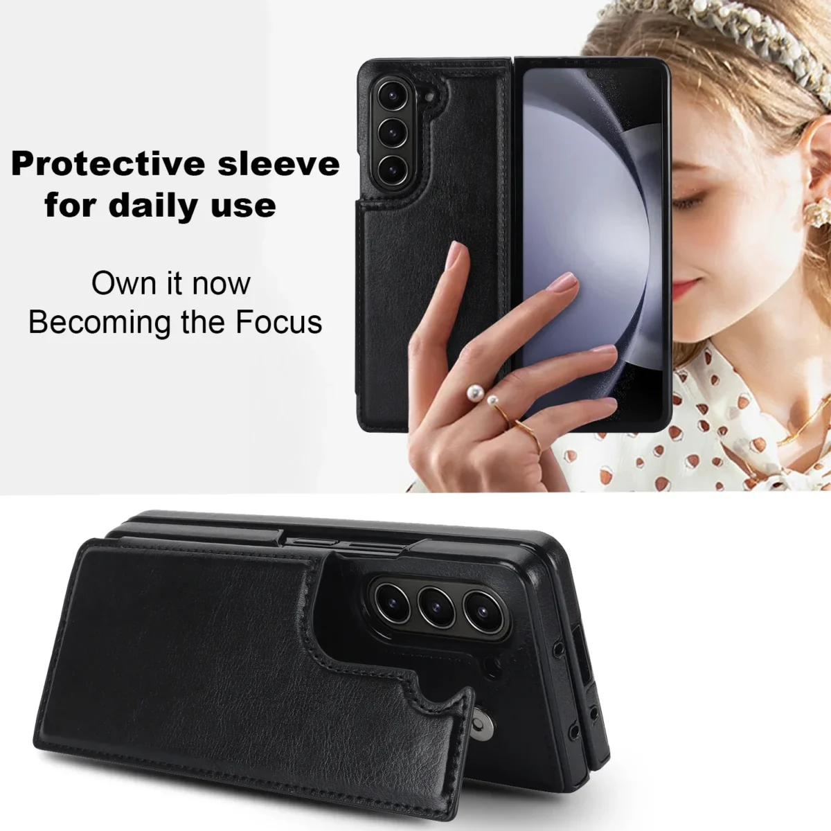 For Samsung Galaxy Z Fold 5 4 3 5g Case Luxury Vintage Pu Leather Wallet Card Slot Magnetic Holder Folding Shockproof Hard Cover Gallery 3