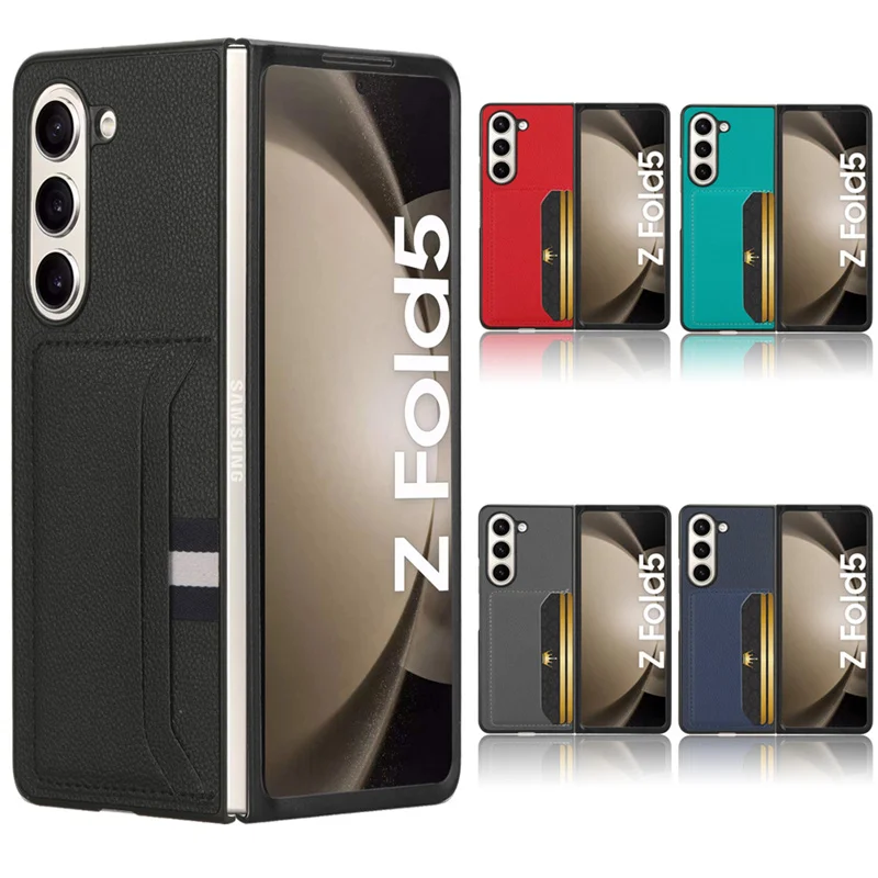 For Samsung Galaxy Z Fold 5 Multiple Card Slots Litchi Skin Pu Leather And Pc Book Cover For Samsung Z Fold5 Fold4 3 Phone Case Featured