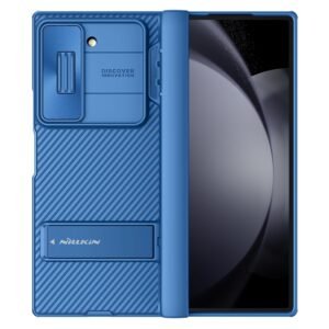 For Samsung Galaxy Z Fold 6 Case,Slide Camera Cover [Creative Hinge Protection][Hidden Kickstand] Protective Phone Case for Galaxy Z Fold 6 5G (Blue, Z Fold 6)