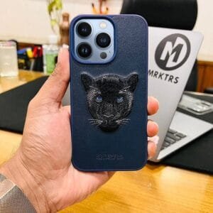 Genuine Santa Barbara Black Panther Embroidery Leather Case Savannna For Iphone13 Iphone14 Iphone15 Pro Promax Plus Series Featured
