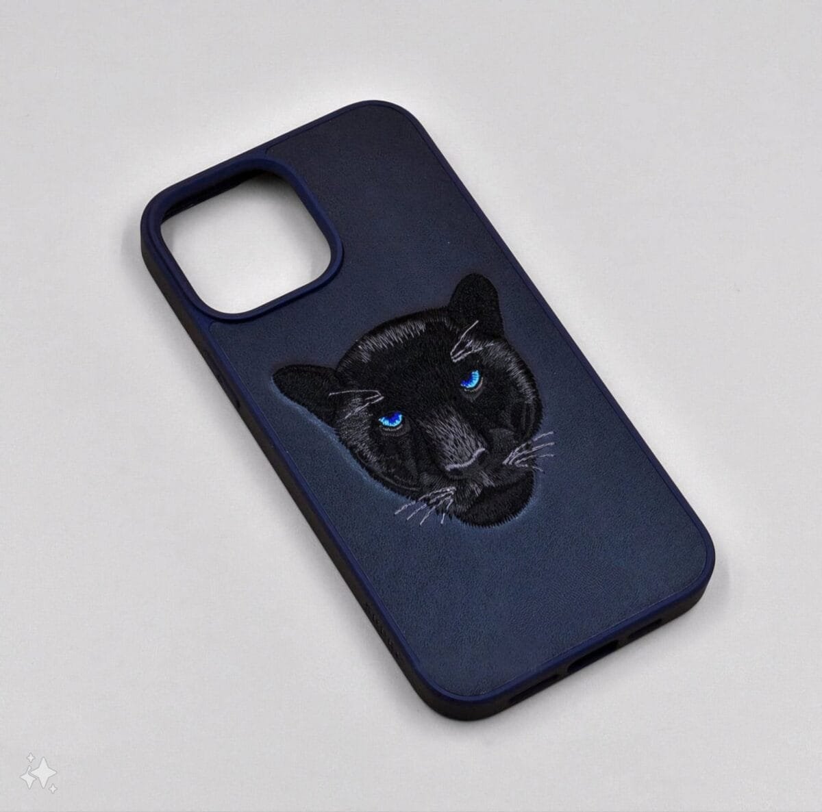Genuine Santa Barbara Black Panther Embroidery Leather Case Savannna For Iphone13 Iphone14 Iphone15 Pro Promax Plus Series Gallery 6