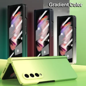 Hinge Gradient Case For Samsung Galaxy Z Fold 4 3 2 Cover With Front Glass Film Full Protective Camera Flip Antifinerprint Shell Featured