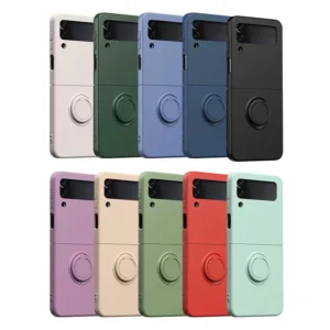 Liquid Silicone Phone Case For Samsung Galaxy Z Flip 4 Flip3 Flip4 Flip3 5g Ring Holder Stand Kickstand Shockproof Folding Cover Featured
