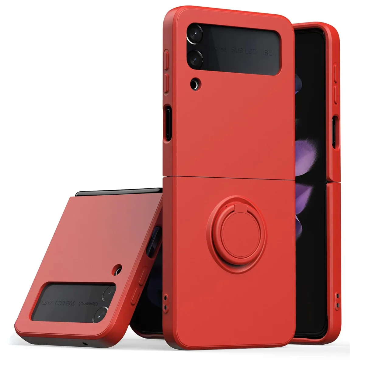 Liquid Silicone Phone Case For Samsung Galaxy Z Flip 4 Flip3 Flip4 Flip3 5g Ring Holder Stand Kickstand Shockproof Folding Cover Gallery 1