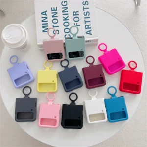 Liquid Silicone Solid Color Soft Case With Ring For Samsung Galaxy Z Flip4 Flip3 Featured