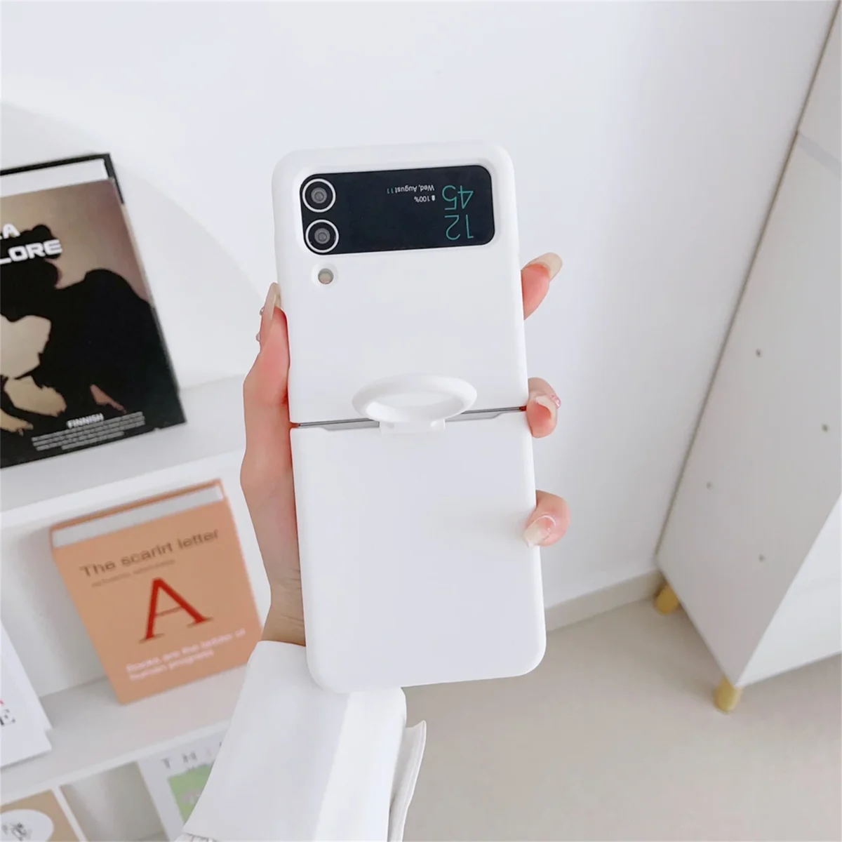 Liquid Silicone Solid Color Soft Case With Ring For Samsung Galaxy Z Flip4 Flip3 Gallery 1
