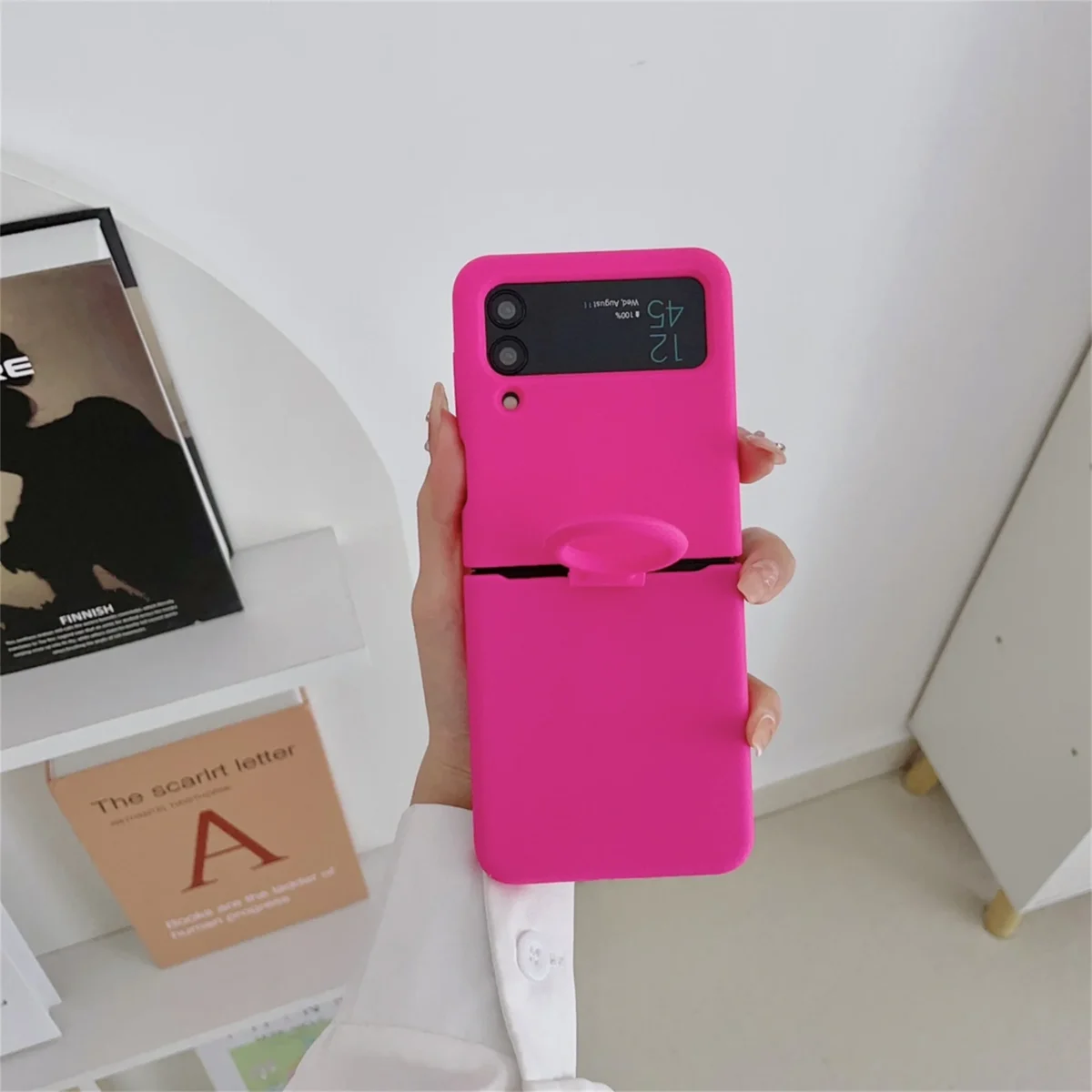 Liquid Silicone Solid Color Soft Case With Ring For Samsung Galaxy Z Flip4 Flip3 Gallery 2