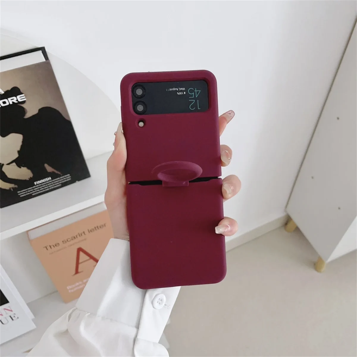 Liquid Silicone Solid Color Soft Case With Ring For Samsung Galaxy Z Flip4 Flip3 Gallery 3