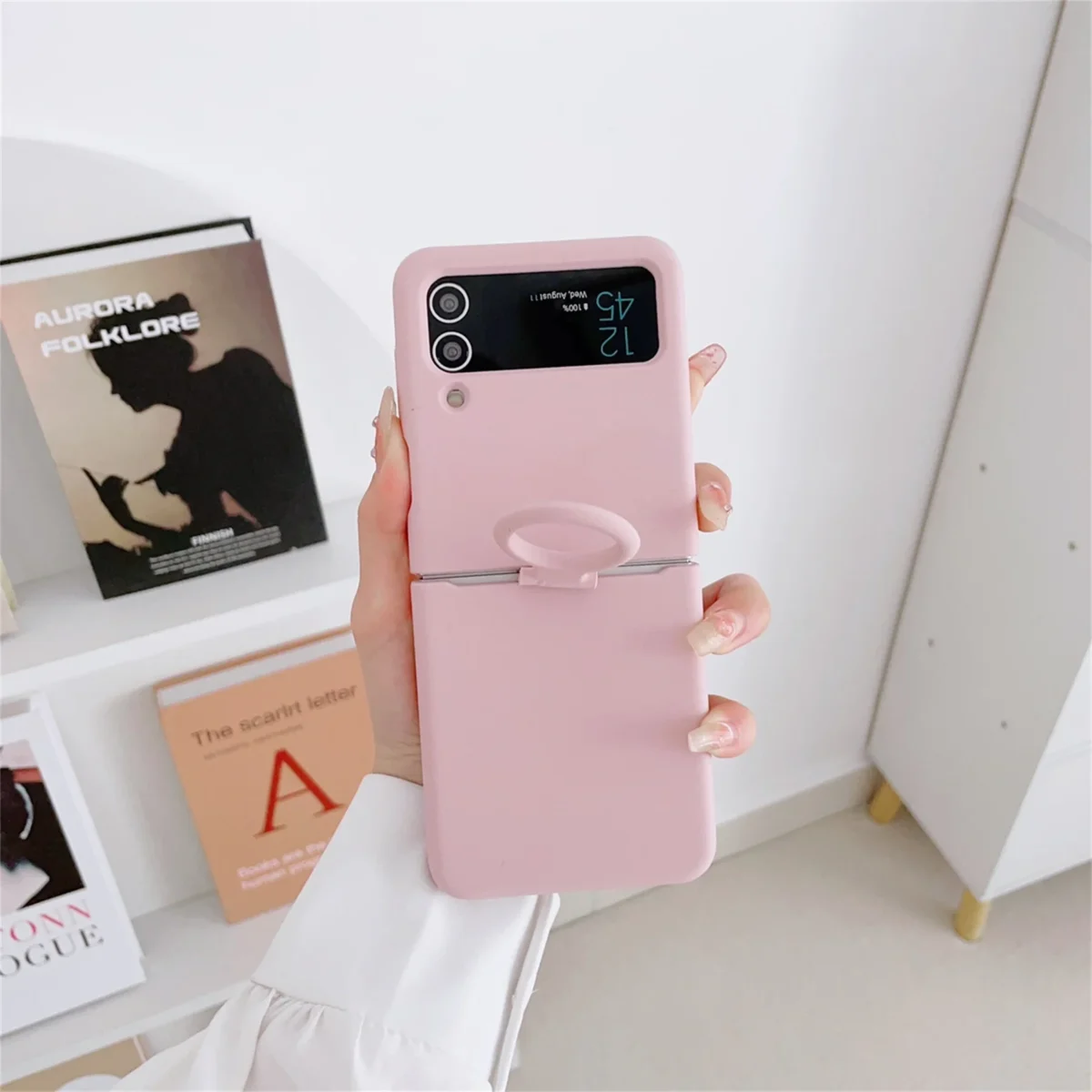Liquid Silicone Solid Color Soft Case With Ring For Samsung Galaxy Z Flip4 Flip3 Gallery 4