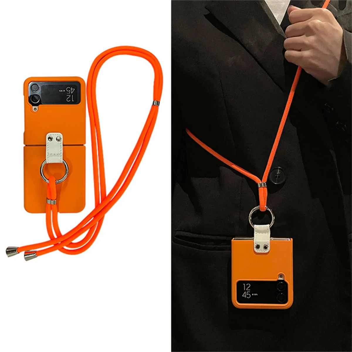 Luxury Crossbody Lanyard Necklace Strap Shoulder Chain Case With Ring For Samsung Galaxy Z Flip4 Flip3 Featured