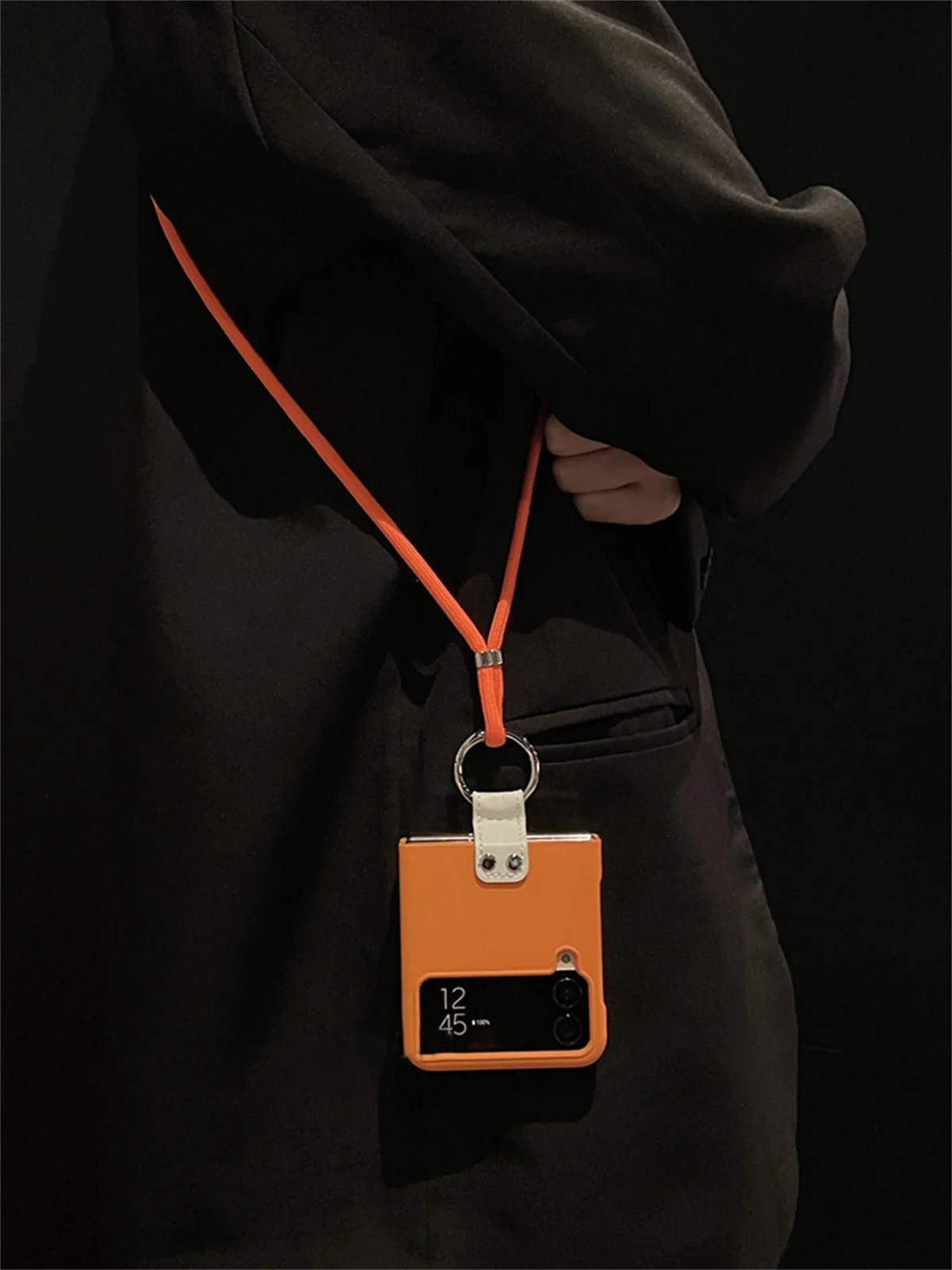 Luxury Crossbody Lanyard Necklace Strap Shoulder Chain Case With Ring For Samsung Galaxy Z Flip4 Flip3 Gallery 1
