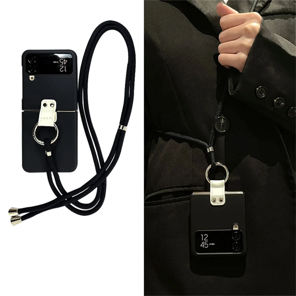 Luxury Crossbody Lanyard Necklace Strap Shoulder Chain Case With Ring For Samsung Galaxy Z Flip4 Flip3 Gallery 3