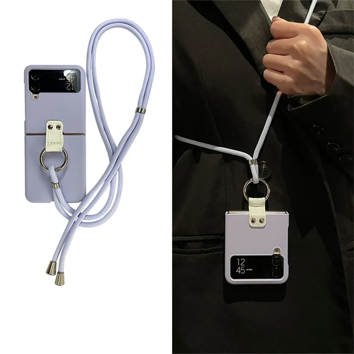 Luxury Crossbody Lanyard Necklace Strap Shoulder Chain Case With Ring For Samsung Galaxy Z Flip4 Flip3 Gallery 5