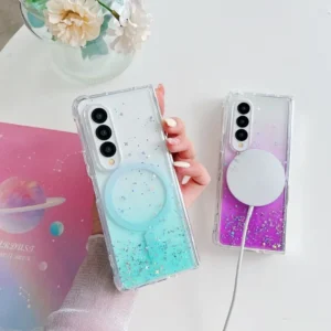 Luxury Gradient Glitter Bling For Magsafe Magnetic Phone Case For Samsung Galaxy Z Fold 5 4 3 Fold5 Fold4 Fold3 5g Back Cover Featured