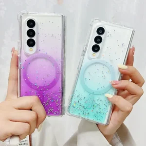 Luxury Gradient Glitter Bling For Magsafe Magnetic Phone Case For Samsung Galaxy Z Fold 5 4 3 Fold5 Fold4 Fold3 5g Back Cover Gallery 5