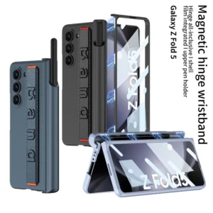 Luxury Magnetic Case With Wristband Pen Holder For Samsung Z Fold5 Featured