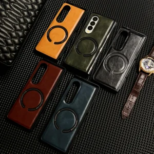 Luxury Magnetic Mag Safe Wireless Charging Folding Shockproof Protection Cover For Samsung Galaxy Z Fold3 Fold4 Gallery 2