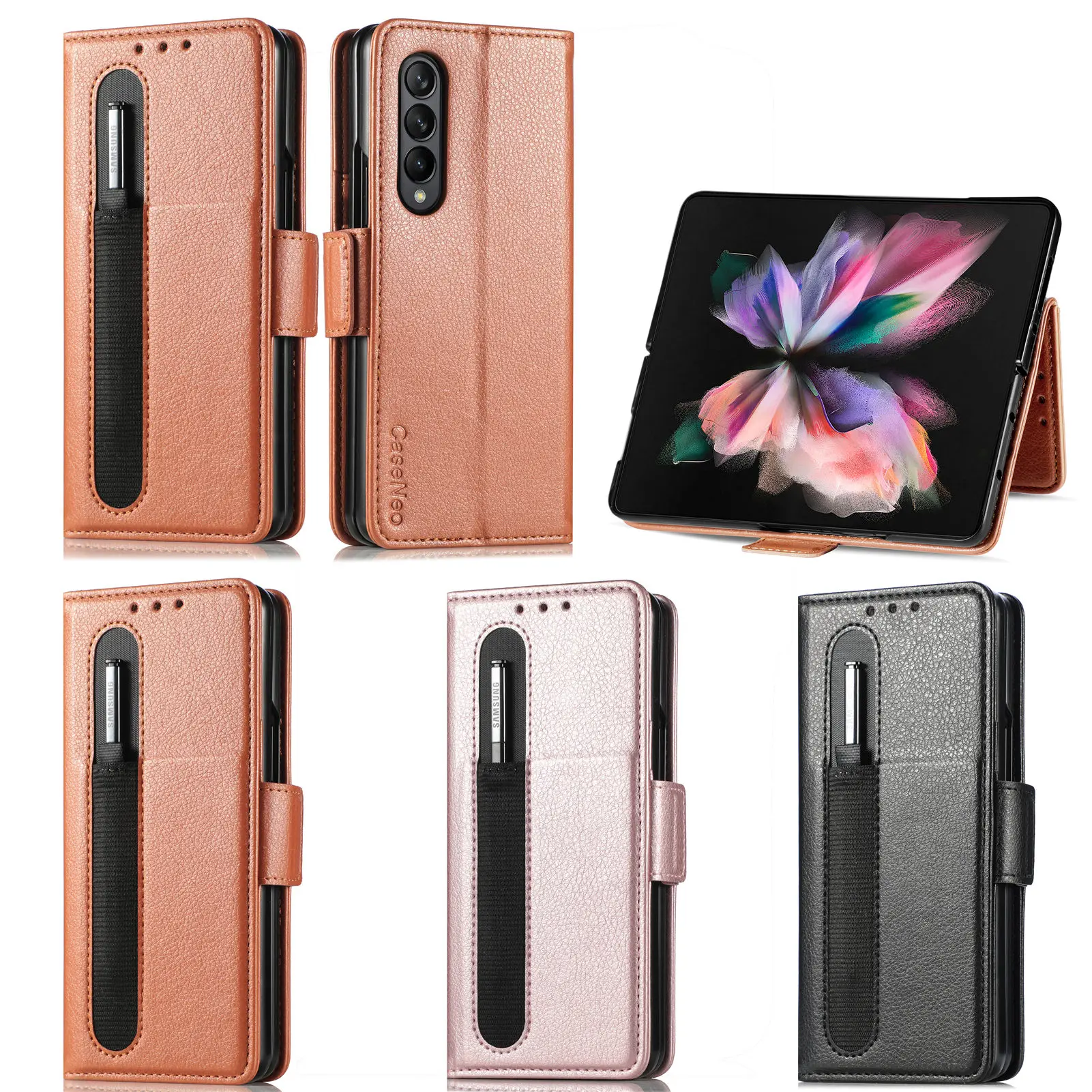 Magnetic Flip Phone Case For Samsung Galaxy Z Fold 5 4 3 Fold Phone Cover Shockproof Phone Cover With Pen Holderexclude Pen Featured