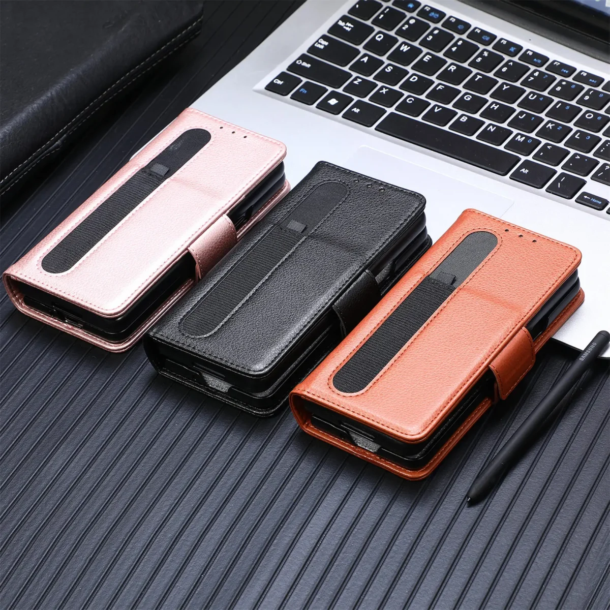 Magnetic Flip Phone Case For Samsung Galaxy Z Fold 5 4 3 Fold Phone Cover Shockproof Phone Cover With Pen Holderexclude Pen Gallery 1