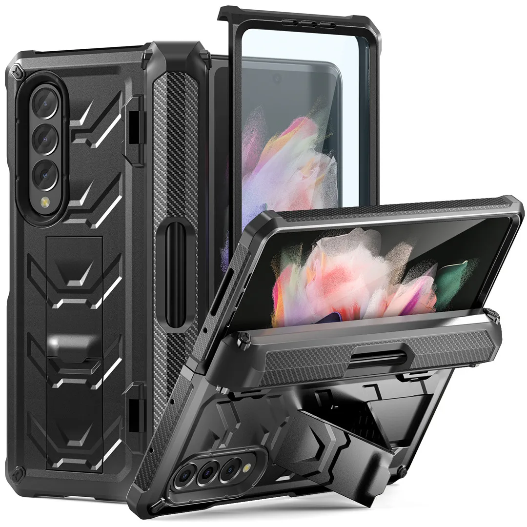 Magnetic Hinge Slide Pen Slot Case For Samsung Galaxy Z Fold 3 4 5g Stand Case Built In Film Armor Bracket Cover For Fold3 Case Featured