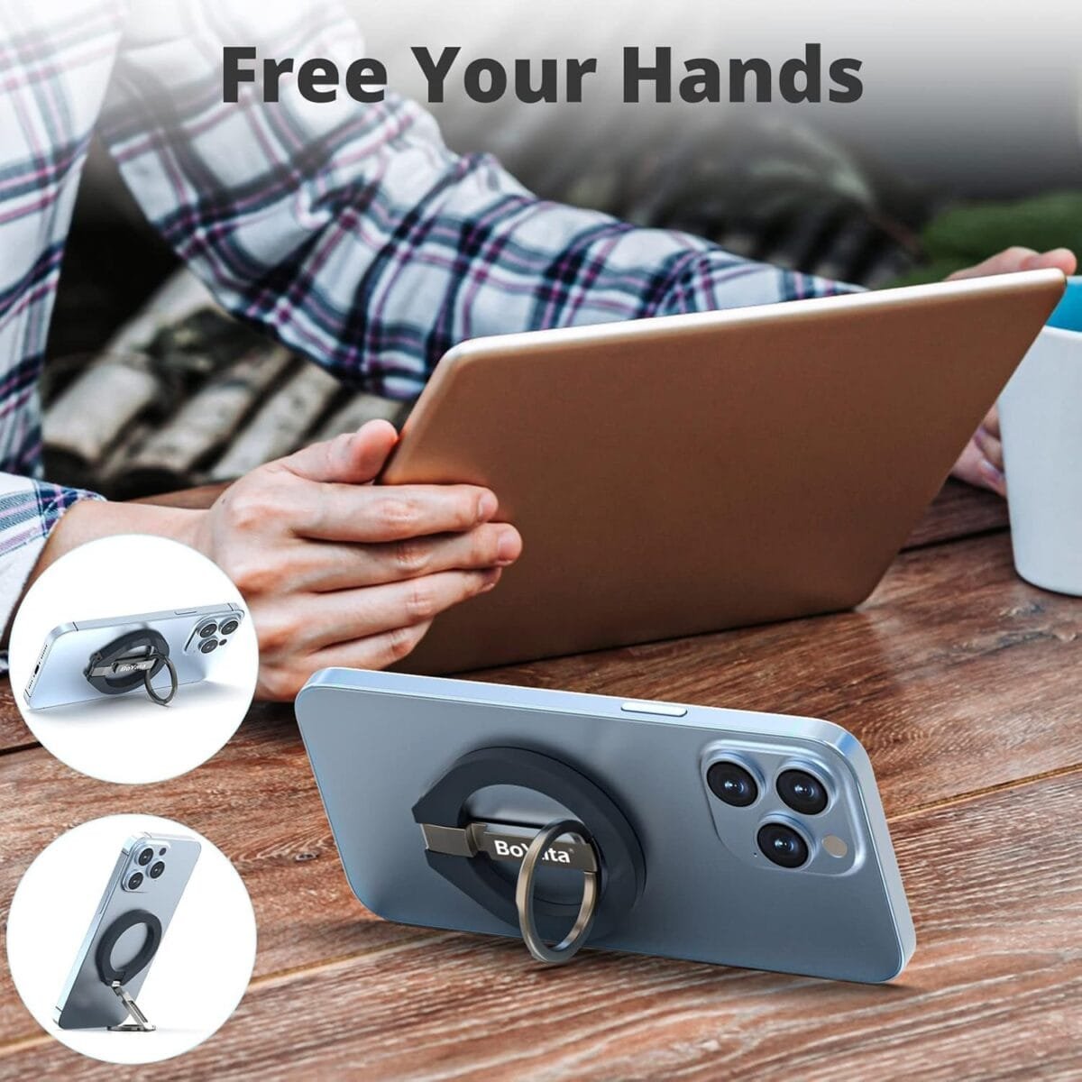 Magnetic Phone Ring Holder Magsafe Accessories 360 Adjustable Kickstand Only For Iphone 15 14 13 12 Pro Max Mini Plus Compatible Mag Safe Case Gallery 4