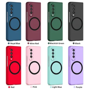 Magnetic Wireless Charging Matte Shockproof Bumper Shell For Galaxy Z Fold 3 4 Featured