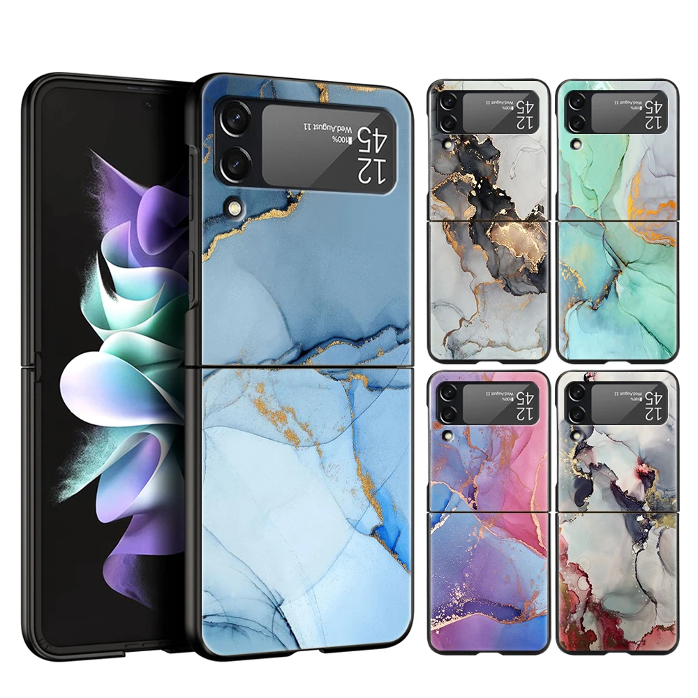 Marble Art Painting Luxury Fashion Phone Case Hard Shell For Samsung Z Flip4 Flip3 Featured