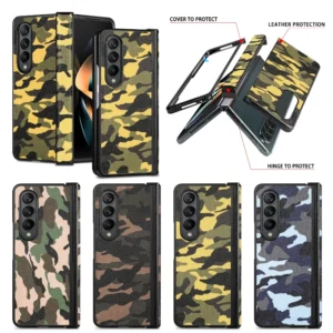 Printing Camouflage Phone Case For Samsung Galaxy Z Fold 4 3 360 Full Protection Shockproof Holder Flip Fold Back Cover Featured
