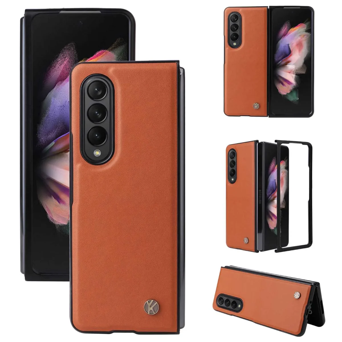 Pu Leather Cover Ultra Slim Hard Pc Shockproof Business Style Phone Case For Galaxy Z Fold3 Fold4 Featured