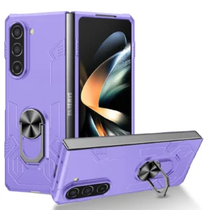 Ring Bracket Phone Case For Samsung Galaxy Z Fold 5 4 3 Fold5 Fold4 Fold3 Magnetic Plastic Fall Prevention Cover Featured