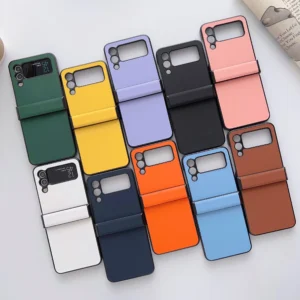 Skin Feel Leather Texture Anti Scratch Shockproof Case For Samsung Galaxy Z Flip3 Flip4 Featured