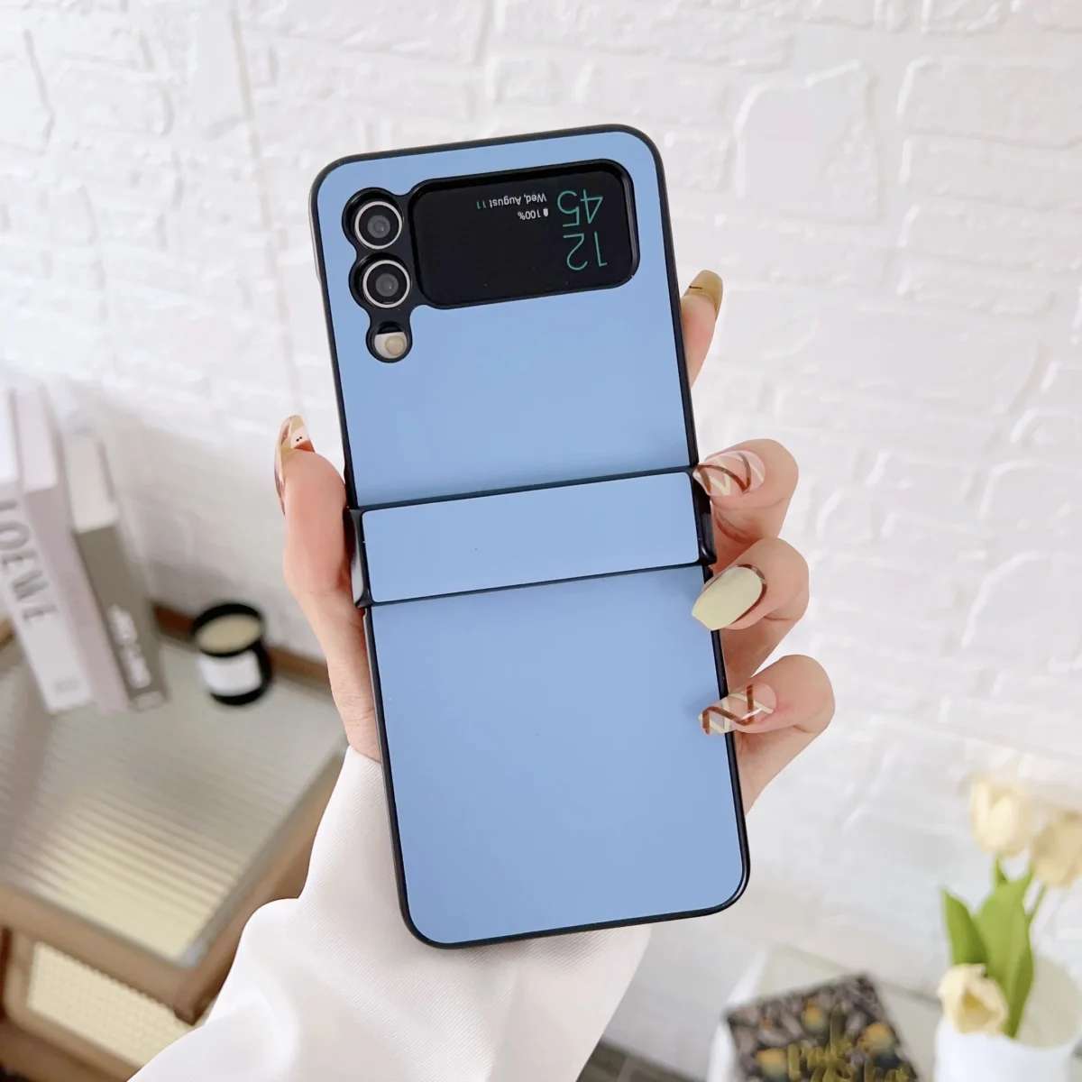 Skin Feel Leather Texture Anti Scratch Shockproof Case For Samsung Galaxy Z Flip3 Flip4 Gallery 2