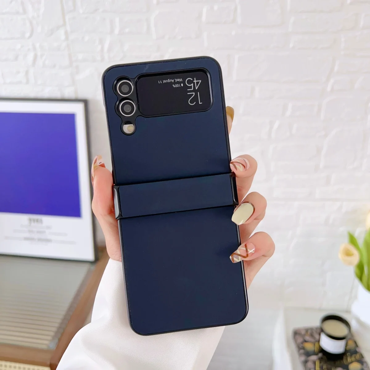 Skin Feel Leather Texture Anti Scratch Shockproof Case For Samsung Galaxy Z Flip3 Flip4 Gallery 3