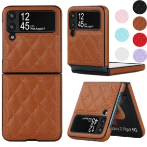 Soft Leather Flip Case Phone Cover For Samsung Galaxy Z Flip 5 4 3 Protection Solid Color Folding Phone Case Christmas Gift Featured