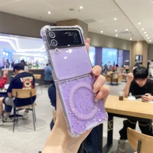Stars Bling Glitter Magsafe Wireless Charging Case For Samsung Galaxy Z Flip4 Flip3 Featured