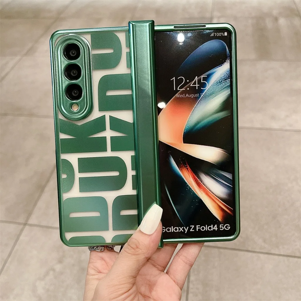 Tide Electroplate Transparent Full Cover With Glass Protective Phone Case For Samsung Galaxy Z Fold5 Fold4 Fold3 Fold2 Housings Featured