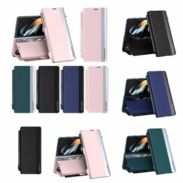 Top Rated Magnetic Flip Leather Case With S Pen Slot For Samsung Galaxy Z Fold 3 4 4 Colors Featured