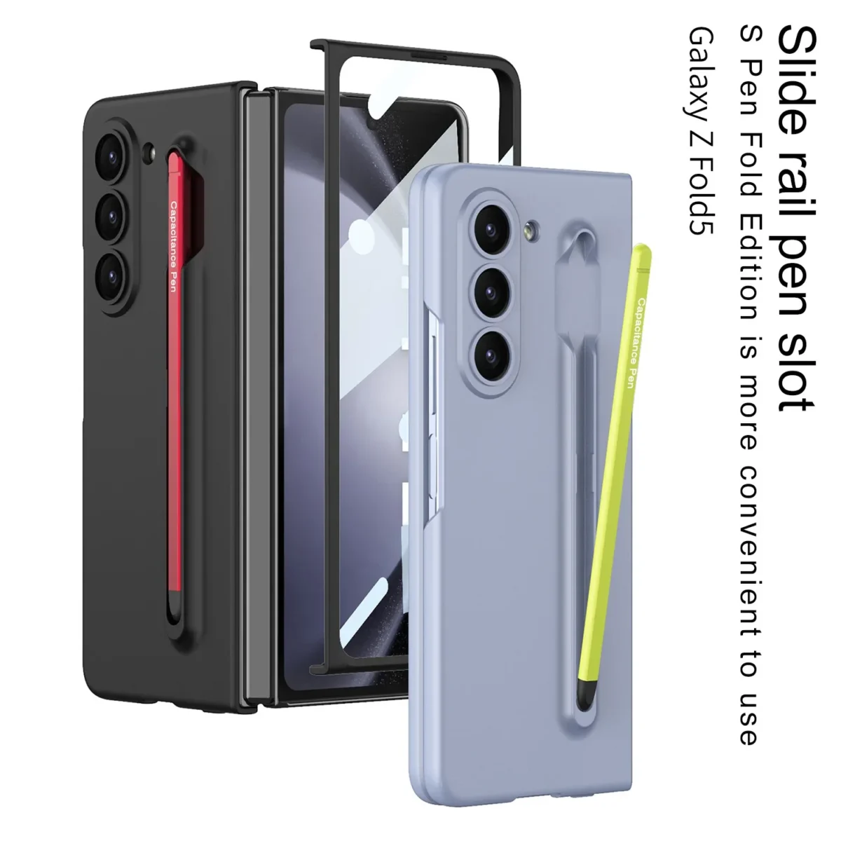 Ultra Thin Shell Film Integrated Z Fold5 Pen Slot Protective Cover Case With Stylus For Samsung Z Fold5 Featured