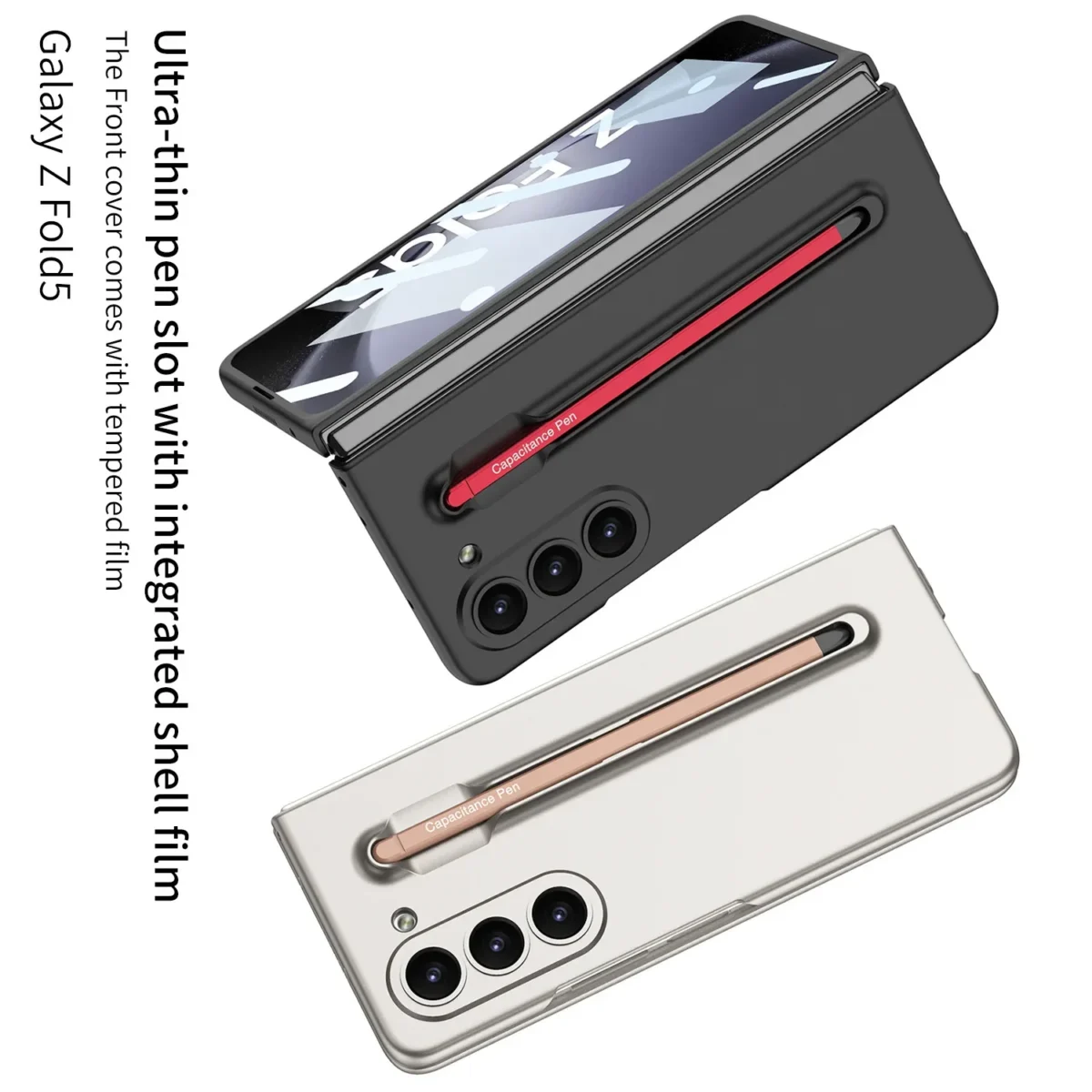 Ultra Thin Shell Film Integrated Z Fold5 Pen Slot Protective Cover Case With Stylus For Samsung Z Fold5 Gallery 3