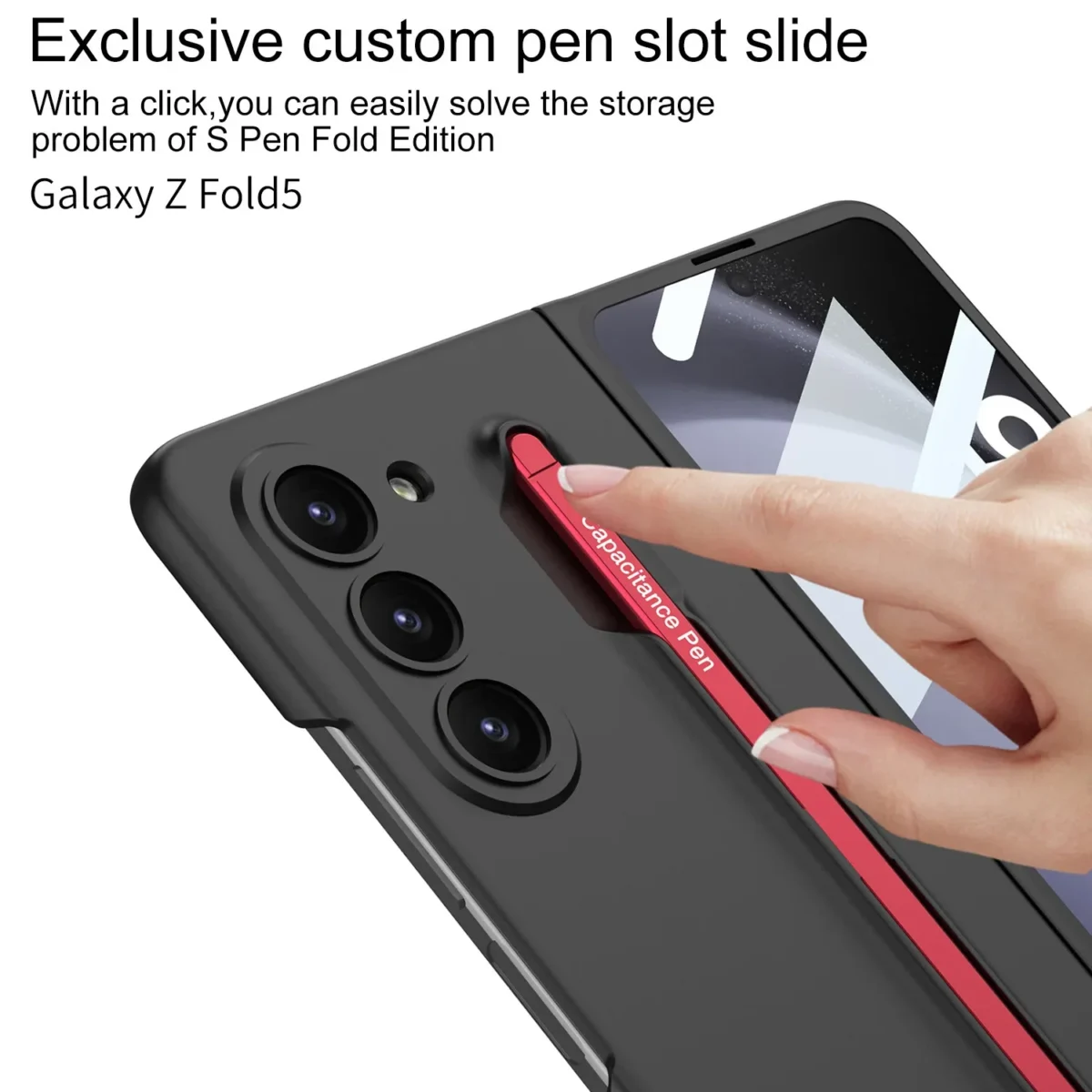 Ultra Thin Shell Film Integrated Z Fold5 Pen Slot Protective Cover Case With Stylus For Samsung Z Fold5 Gallery 4
