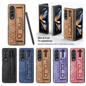 Wrist Strap Phone Case For Samsung Galaxy Z Fold 5 4 3 Phone Cover Shockproof Anti Drop Back Cover With Pen Holderexclude Pen Featured