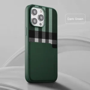 X Level Luxury Leather Classic Plaid Pattern Back Cover With Card Pocket For Apple Iphone15 Iphone14 Iphone13 Series Featured