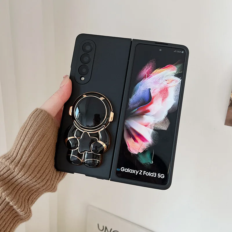 Z Fold4 Case Cute Cartoon Electroplated Folding Stand Phone Case For Samsung Galaxy Z Fold 5 Case Z Fold2 Z Fold 3 2 1 4 Cover