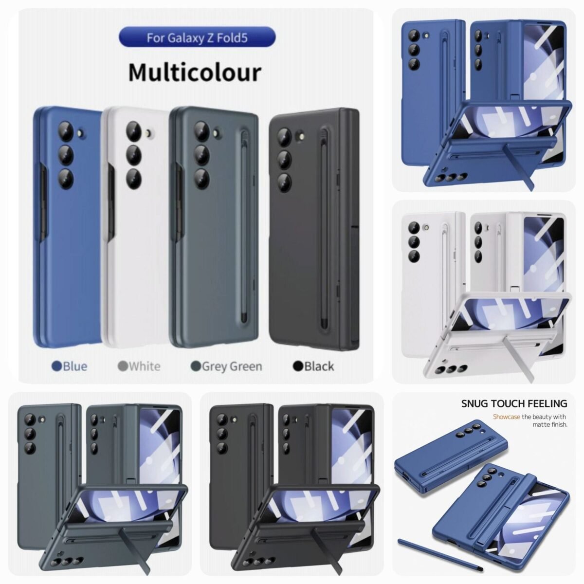 All Rounder Matte Finish Case With S Pen & Holder, Hinge Protector, Screen Protector, Cam Protector & Kickstand For Galaxy Z Fold3 Fold4 Fold5 - Image 13