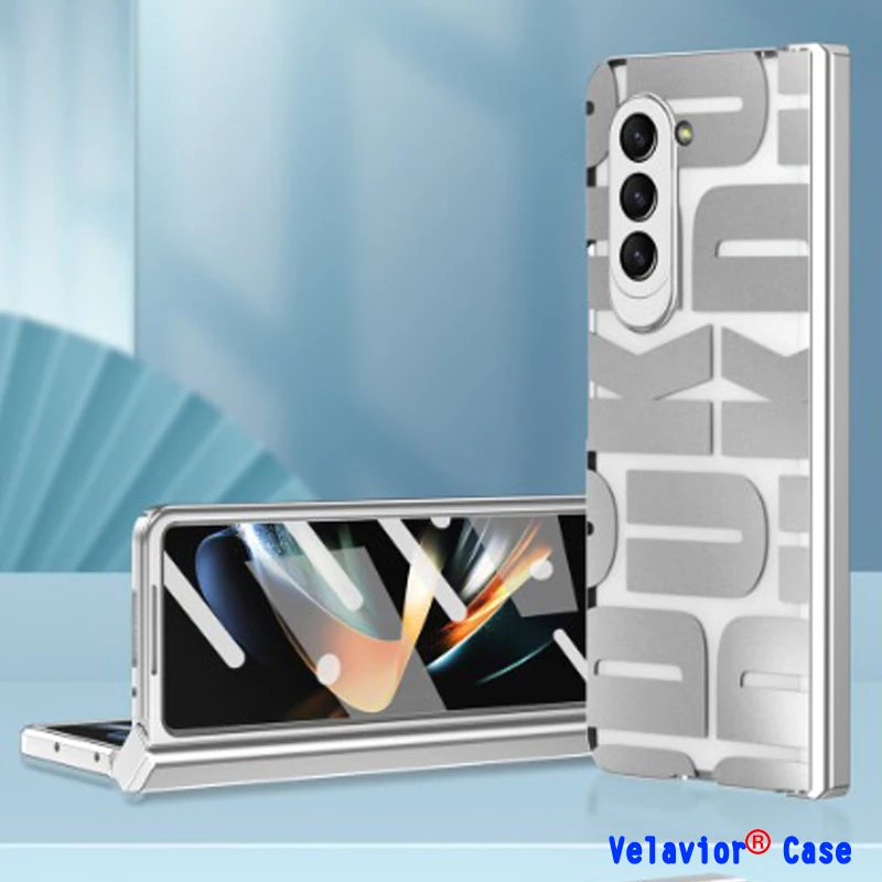 For Samsung Galaxy Z Fold 5 Case Ansparent Hinge Protection Hard Shockproof Cover for Galaxy Z Fold 5 4 3 5G Plating Phone Case
