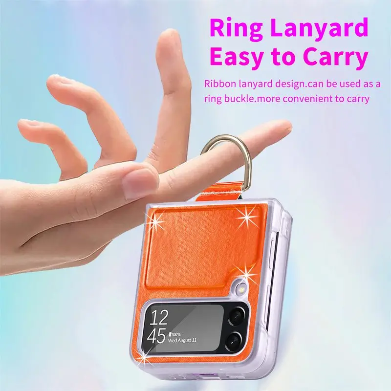 Gradual Color Finger Ring Flip Phone Cover For Samsung Galaxy Z Flip 4 3 Shockproof Anti-Drop Folding Phone Case