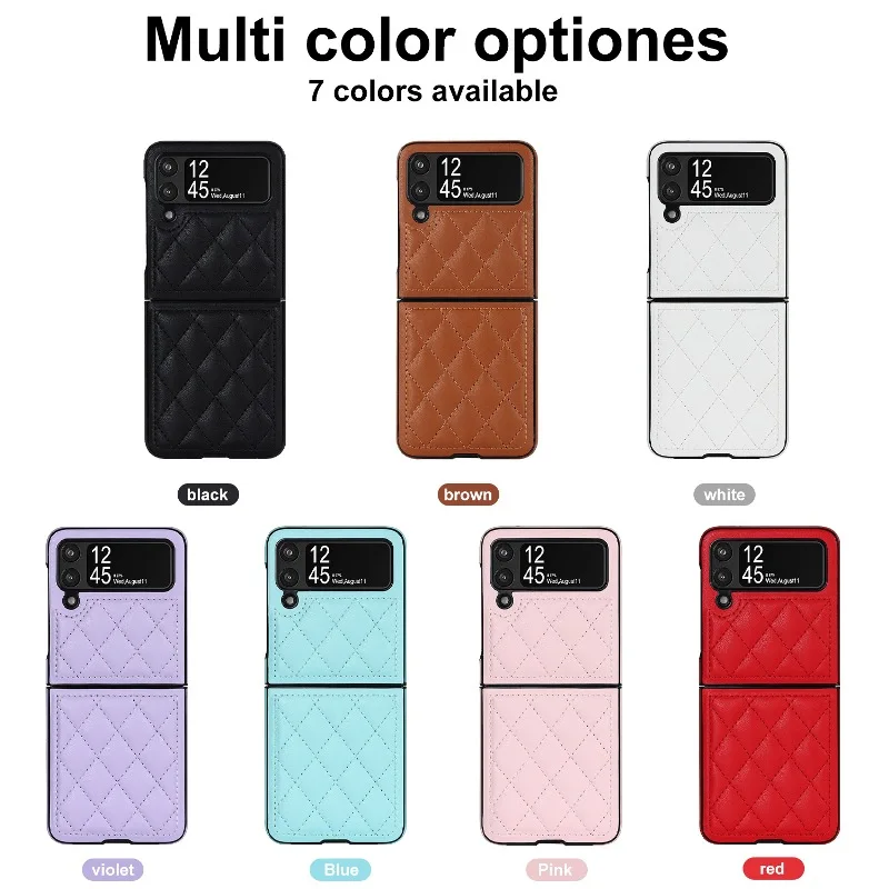 Soft Solid Color Leather Flip Phone Cover For Samsung Galaxy Z Flip 5 4 Z Flip 3 Full Protection Shockproof Folding Phone Case