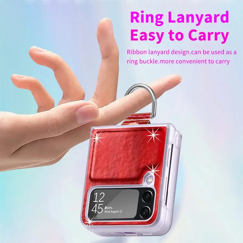 Gradual Color Finger Ring Flip Phone Cover For Samsung Galaxy Z Flip 4 3 Shockproof Anti-Drop Folding Phone Case