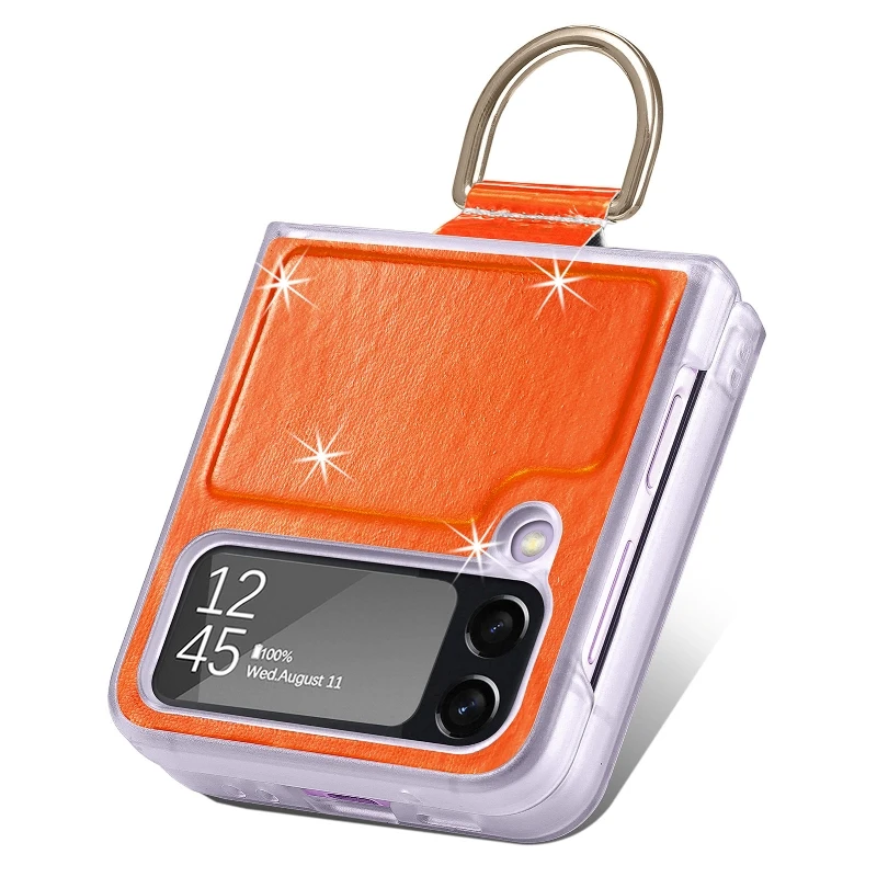 Gradual Color Finger Ring Flip Phone Cover For Samsung Galaxy Z Flip 4 3 Shockproof Anti-Drop Folding Phone Case